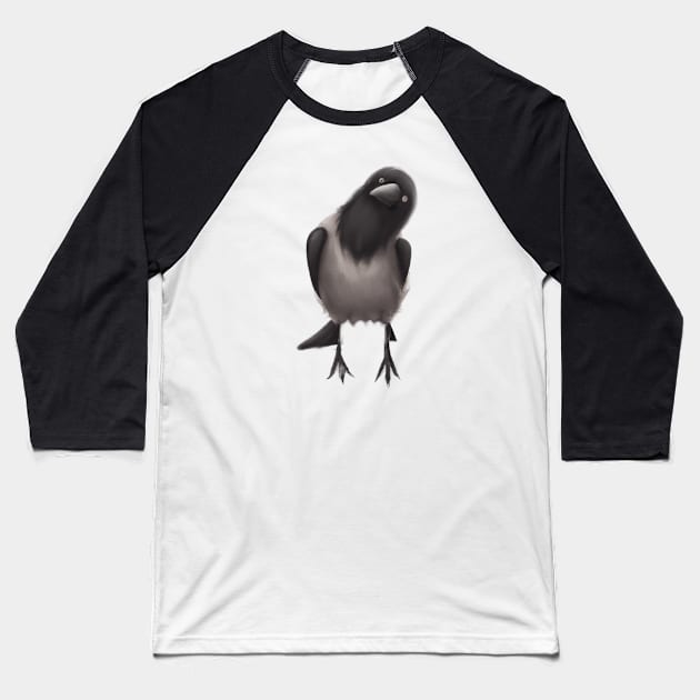 Cute Crow Drawing Baseball T-Shirt by Play Zoo